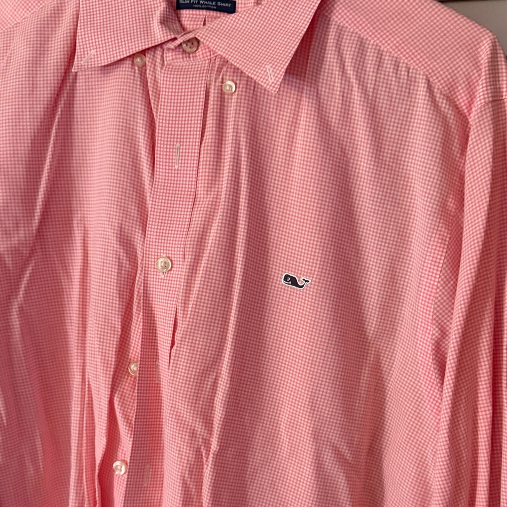 Vineyard Vines Men's Casual Pink Checkered Shirt